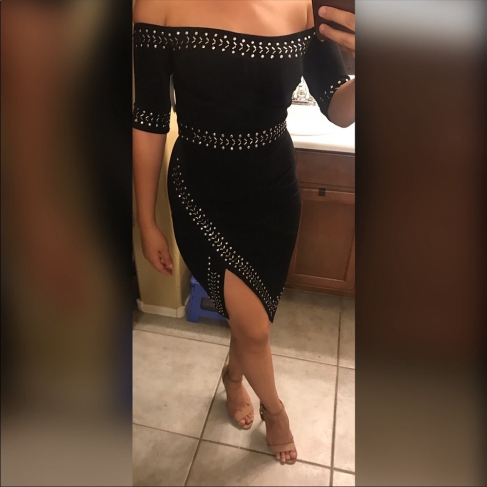 Wow Couture Off the Shoulder Asymmetrical Dress